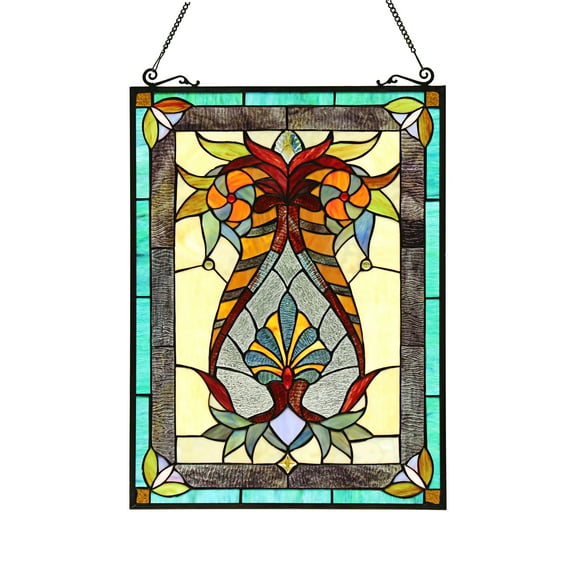 RADIANCE Goods Tiffany-Glass Victorian Window Panel 17.5x25