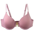 thumbnail image 2 of Loopsun Women's Bras Plus Size, Women Plus Size D Cup Solid Steel Ring Push Up Thin Seamless Bra Pink, 2XL, 2 of 4