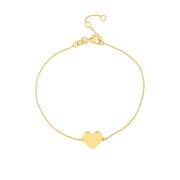 14K Yellow Gold 7.25" 9mm Engravable Simple Heart Bracelet - Women