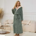 thumbnail image 2 of Robes for Women, PUTUO Hooded Womens Robes, Plush Soft Fluffy Long Robe, Comfy Spa Nightgown Housecoat with Side Pocket, Winter Warm Sleepwear Gift for Women, 2 of 8