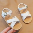 thumbnail image 6 of UngA Girls Wedge Sandals Girls Sandals Ankle Strap Flat Sandals Casual Beach Sandals for Daily Wedding Princess Summer Sandals Flower Girl Sandals(White,Size 11), 6 of 8