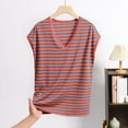 thumbnail image 2 of YABCSAZ Pyjama Léger Rafraîchissant d'Été pour Femmes, Mode Décontractée Ample à Rayures Col en V Édition Mince Manches Courtes, Liquidation d'Été de Noël!, 2 of 3