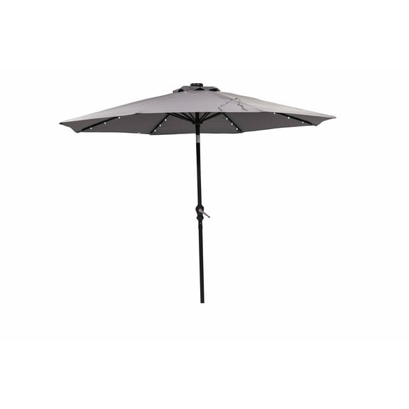 Donglin 93.5" Gray Octagon Market and Lighted Patio Umbrella with Solar Lights