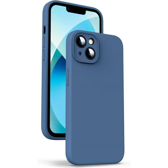 Liquid Silicone Case for iPhone 13 Mini - [Camera All-Round Protection] [Soft Microfiber Lining Anti-Scratch] 4 Layer Full Covered Shockproof Gel Rubber Phone Case Cover, 5.4", Blue