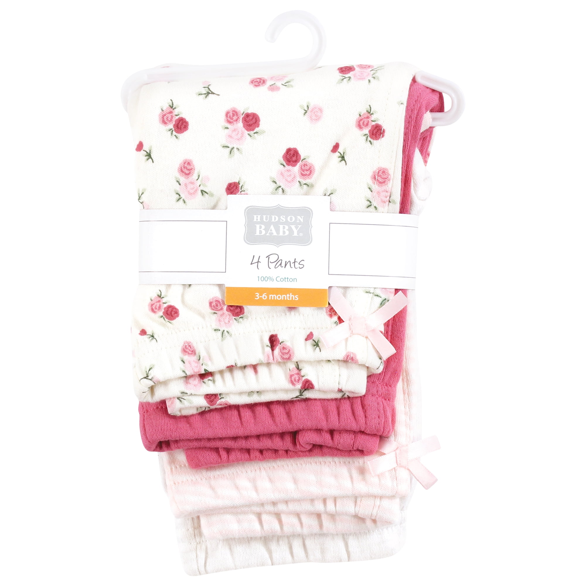 Hudson Baby Girls Cotton Pants and Leggings, Antique Rose, 0-3 Months