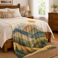 thumbnail image 6 of YShenghong Muted Mountain Ranges With Pines Sun And Winding Road Printed Flannel Blanket, 6 of 7
