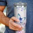 thumbnail image 6 of Butterfly Design Stainless Steel Tumbler 30oz with Lid, Straw & Handle - Vacuum Insulated Travel Mug, Water Bottle, Gift for Women, 6 of 6