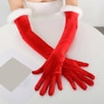 thumbnail image 2 of Visland 1 Paire de Gants Longs en Velours pour Femmes Longueur Coude Gants Rouges Formels avec Garniture en Fausse Fourrure pour Opéra Halloween Cosplay Fête Accessoires de Déguisement, 2 of 8