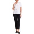thumbnail image 2 of INSPIRE CHIC Women's Short Sleeve Casual V Neck Chiffon Blouses Tops with Tie XS White, 2 of 6