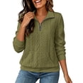 thumbnail image 4 of cocolona Womens Half Zip Sweater for Women Pullover Long Sleeve Cable Knit Sweater Dressy Casual Solid Color Fall Sweater, 4 of 8