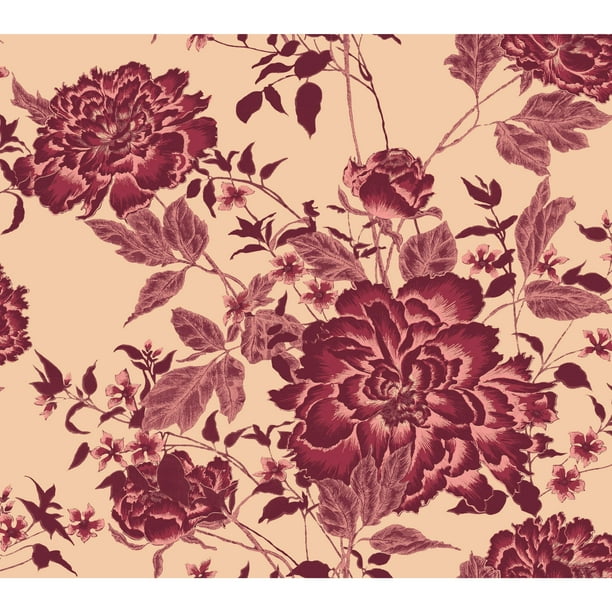 Drew Barrymore Flower Home Vintage Floral Red Peel & Stick Wallpaper