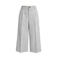 thumbnail image 4 of Womens Striped Capri Suit Pants High Waist Pocket Cropped Workwear Wide Leg Trousers for office Daily Casual Gray M(M), 4 of 5
