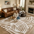 thumbnail image 2 of Area Rugs 5'x7', Brown Striped Carpet Runner Indoor Outdoor Rugs Home Decor Aesthetic, Farmhouse Rustic Abstract Lines Art Non Slip Mats Washable Accent Rug for Living Room Bedroom, 2 of 8