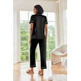 thumbnail image 4 of Avidlove Womens Satin Pajama Sets Silky Sleepwear Short Sleeve Button Down Shirts and Long Pant Loungewear 2 Piece Pjs Set, 4 of 8