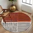 thumbnail image 2 of Round Rug 5Ft Washable Non-Slip, Brown Striped Circle Area Rugs for Living Room Bedroom, Farmhouse Stripes Modern Abstract Art Indoor Floor Mats Carpet Runner for Home Decor Aesthetic, 2 of 8