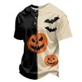 thumbnail image 6 of Halloween Shirts for Men Short Sleeve T-Shirts Pumpkin Bat All Over Pumpkin Print Novelty Spooky Holiday Tops Khaki L, 6 of 7