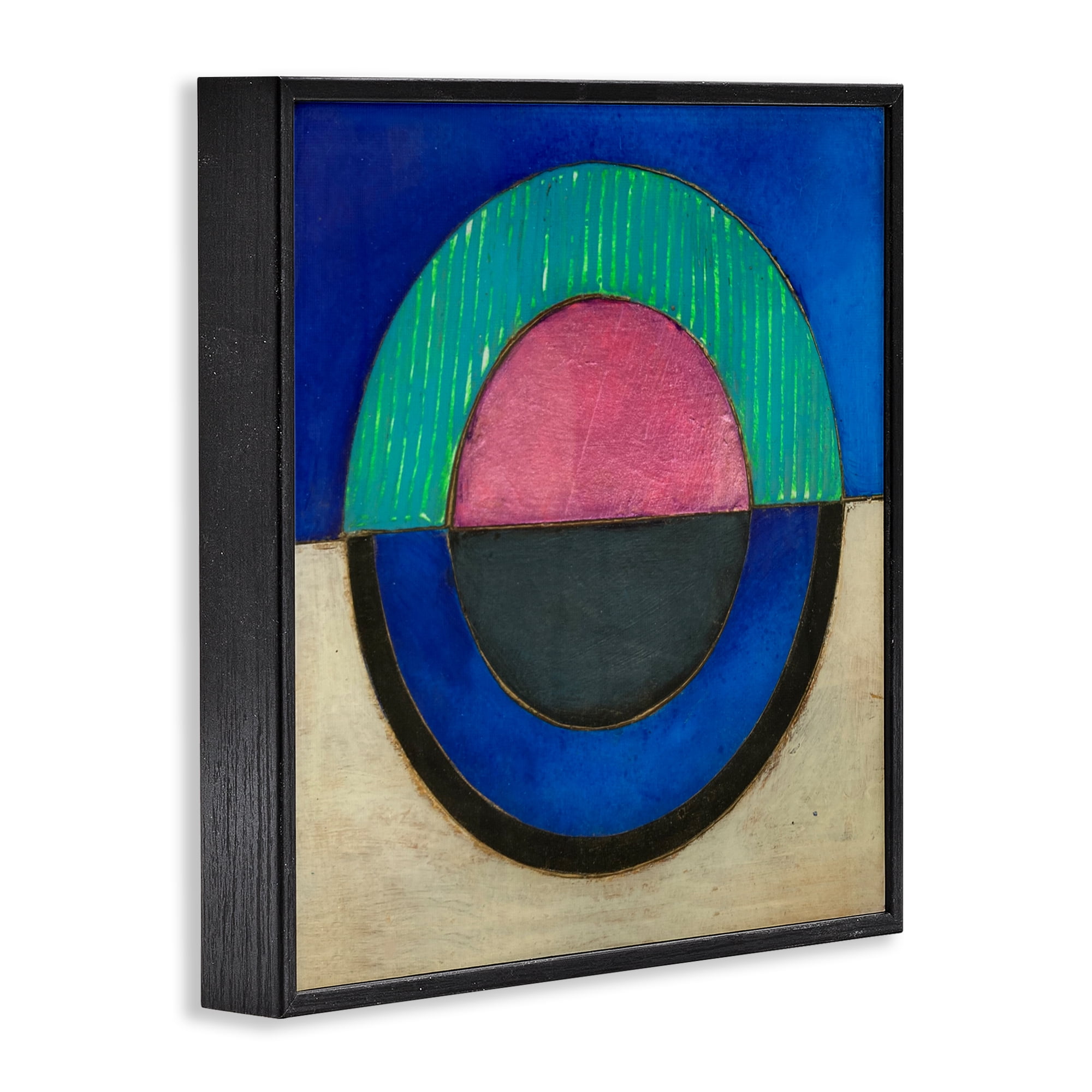 Stupell Industries Blue Toned Distressed Circle Black Framed Giclee Art, design by Matthew Finger
