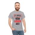 thumbnail image 3 of DJH Apparel | It's Official: God Loves Me Christian Unisex Cotton T-shirt, 3 of 7
