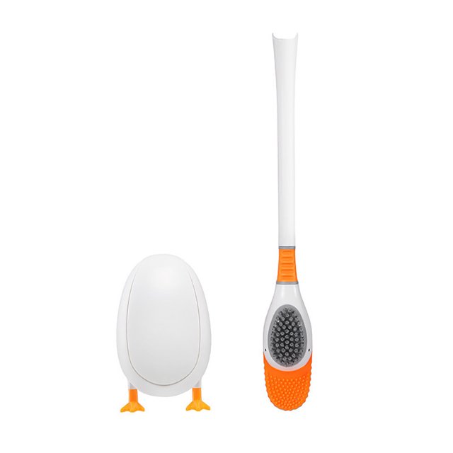 Toystoory Soporte para cepillo de baño Lindo depurador de silicona con mango largo Soporte de secado rápido Cepillos flexibles Accesorios de limpieza de Suministros de limpieza para el hogar blanco Toystoory HA059138-01