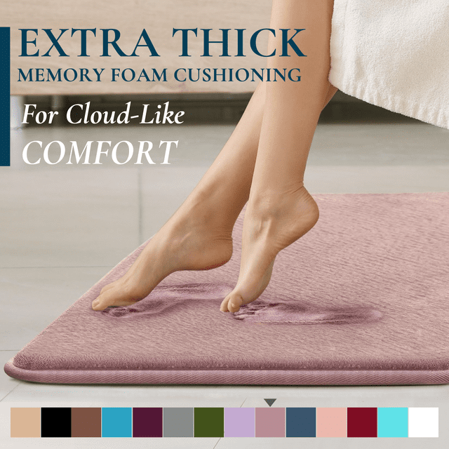 Alfombra de Baño Antideslizante ComfiTime de Espuma Viscoelástica Color Malva 20 x 32