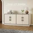 thumbnail image 4 of BELLEZE 65-Inch Embossed Buffet Cabinet with Storage, Mid Century Modern Sideboard Large Buffet Console Table for Dining Room, Kitchen, and Living Room (White Lotus), 4 of 7