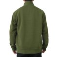 thumbnail image 3 of YLSDY Men's Block Striped Sweatshirt Casual Outdoor Long Sleeve Stand Collar Pullover Sweatshirt Button Quarter Sweater Army Green L, 3 of 4