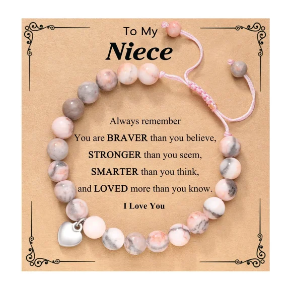 AONYIY Love Beaded Bracelet, Braided, Pink