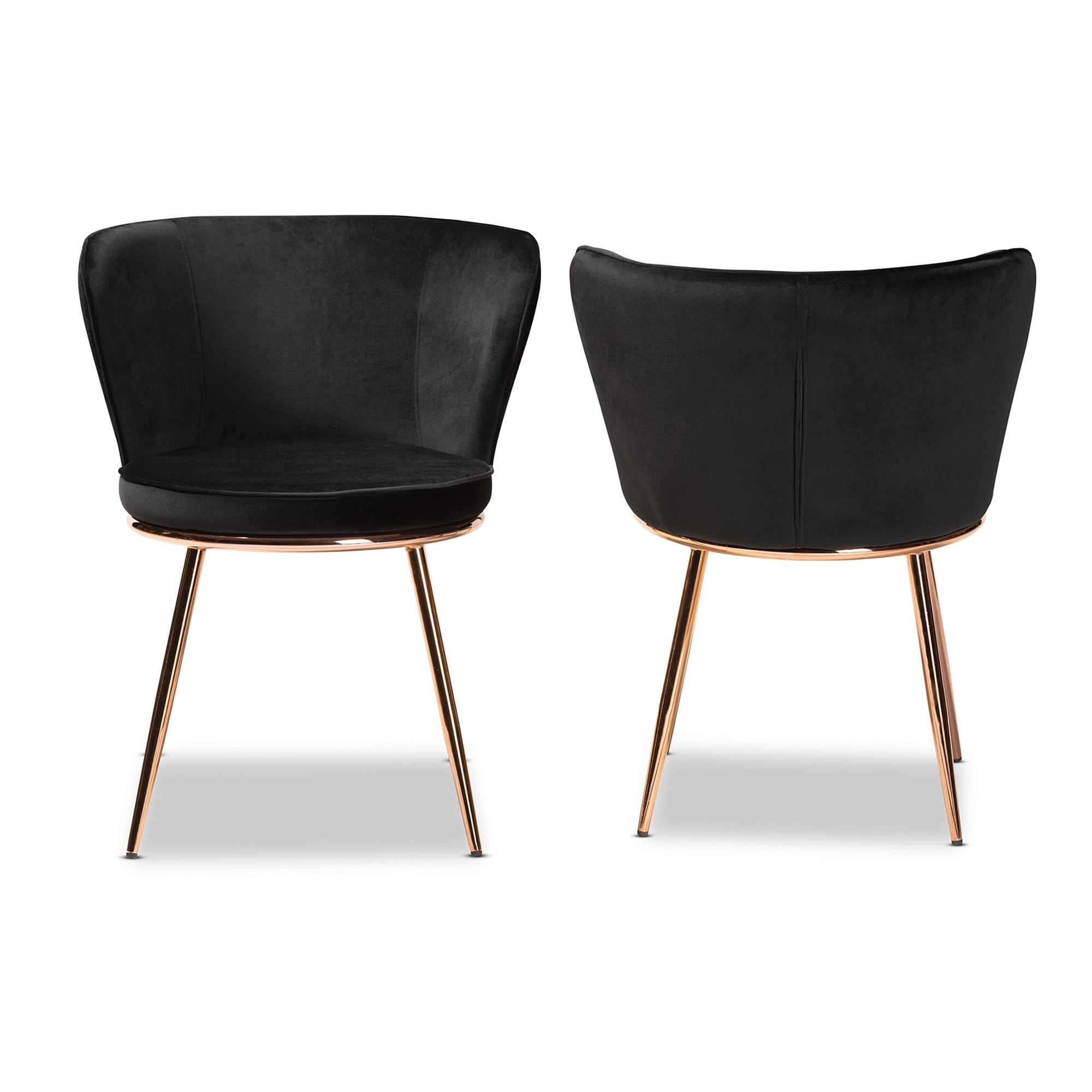 Baxton Studio Farah Dining Chair, Set of 2, Black/Rose Gold