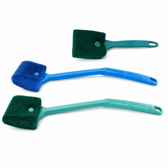 3-Piece Aquarium Brush Set, Fish Tank Cleaning Brushes with Long Handles, Algae Scrubber Pads for Glass Walls, Corners, Fish Bowls
