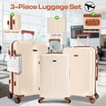 thumbnail image 2 of SANOPY 3 Piece Hardshell Luggage Set, ABS+PC Lightweight Suitcase Set with Double Spinner Wheels TSA Lock. (Beige), 2 of 8