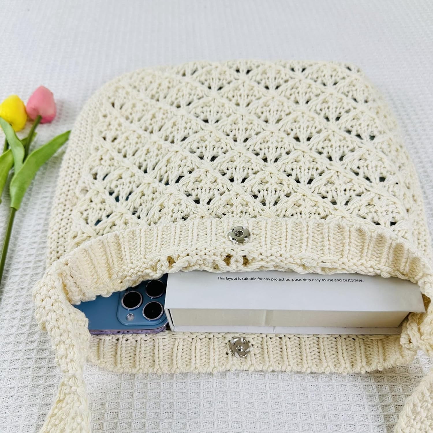 Kukuzhu Crochet Bag Crochet Tote Bag Indie Hobo Bag Cottagecore Aesthetic Tote Bag Crochet Crossbody Bag