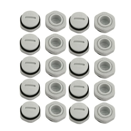

Unique Bargains 20pcs GLW-PG9 Nylon Threaded Cable Gland Cap Round Screw-in Cover Gray w Washer
