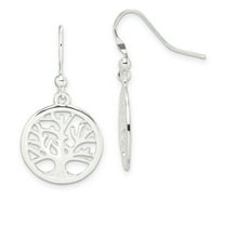 Primal Silver Sterling Silver Round Tree Shepherd Hook Earrings