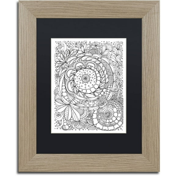 Trademark Fine Art "Enchanted Gardens 6" Canvas Art by KCDoodleArt Black Matte, Birch Frame