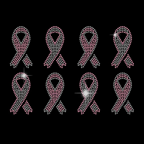 Iron on Rhinestone Pink Ribbons Heat Transfer for Breast Cancer Awareness T-Shirt Crystal Decor Clear Bling DIY Patch Clothing Repair Hot Fix Applique for Clothing Vest Shoes Hat Jacket
