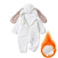 thumbnail image 2 of fnnxnal Infant 12 Months White Thermal Onesie - 100% Polyester Cozy Zip-Up One-Piece with Bunny Ear Hood for Baby Daily Wear & Photoshoots, 2 of 3