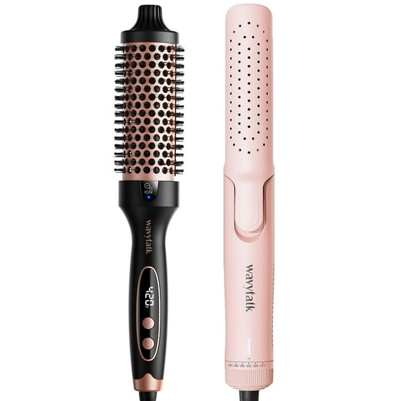 Wavytalk Thermal Brush, 1.5 inch Heated Round Brush for Blowout Look and Wavytalk 1 Inch Curling Iron, Airflow Styler with 360° Cooling Air