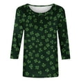 thumbnail image 4 of Gamivast Womens St Patricks Day T Shirts Cute Shamrock Clover Graphic Blouses Comfy 3/4 Sleeve Crewneck Holiday Pullover Vacation Outfits S-5Xl, 4 of 5