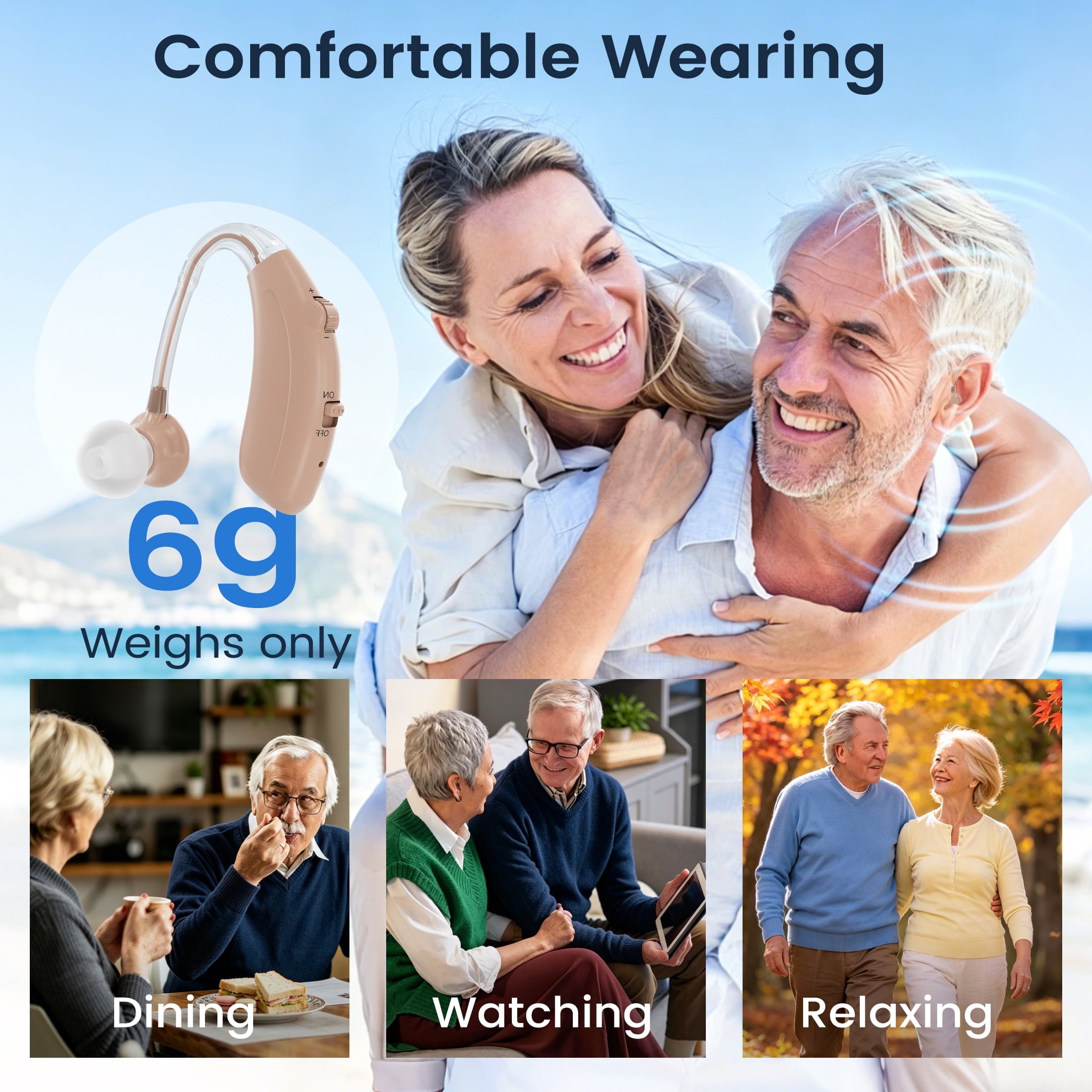 ELCTRTICI Hearing aids for Seniors,Rechargeable,Clear Sound,Noise Cancelling,Adjustable Volume HAP-001