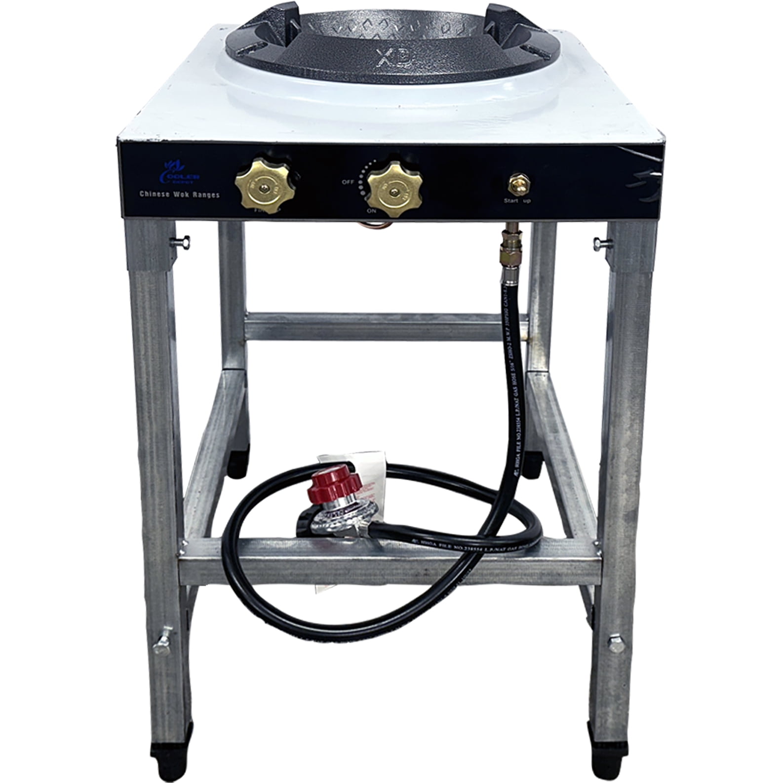 17‘’ Commercial Chinese Wok Range – Single Burner Stainless Steel Propane Gas Stove with Electronic Ignition