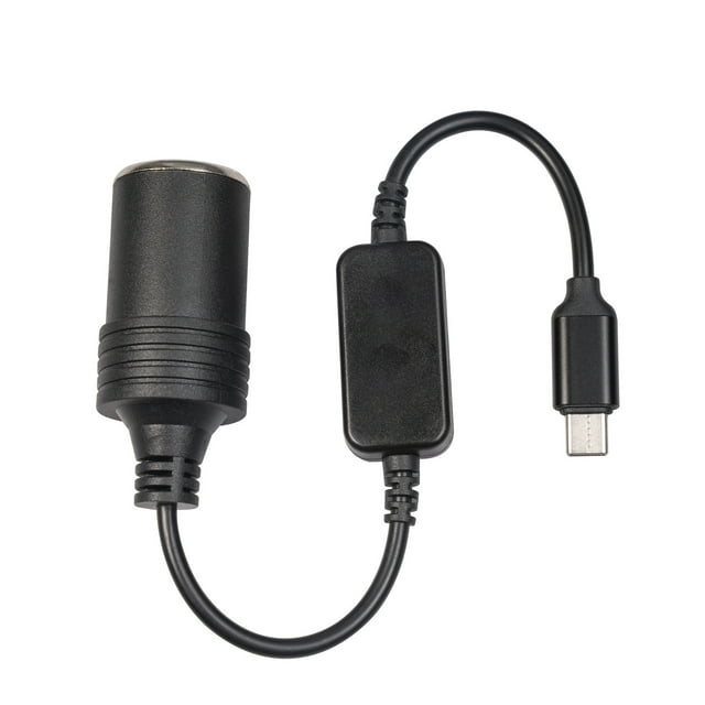Graflsoa 12W Power Car Charger with Built-in Boost Chip, Type-C to Cigarette Lighter Adapter, 5V to 12V Converter, Durable Black Design for Home and Travel Use