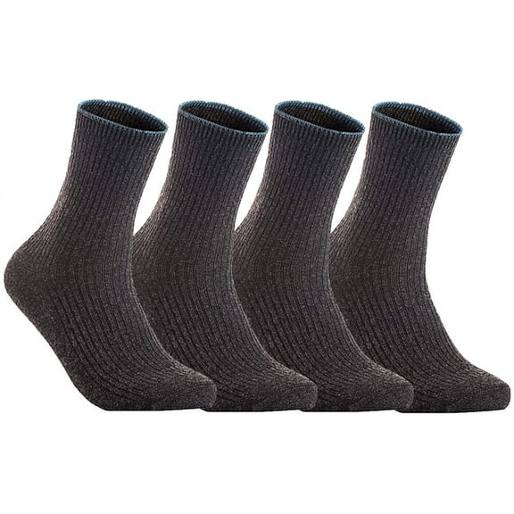Lian LifeStyle Perfect Fit, Cozy, and Cute Women's 4 Pairs Wool Crew Socks With a Wide and Style HR1612 (Dark Grey)