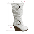 thumbnail image 2 of Women's Fashion Zip Knee High Boots Casual Wedge Heel Winter Shoes ( White, 8.5), 2 of 5