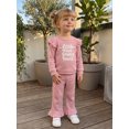 thumbnail image 3 of Cjfdfy Toddler Baby Girl Spring Fall Winter Outfit Baby Girls Little Miss Sassy Pants Clothes Waffled Letter Embroidered Ruffled Trim Long Sleeve Crewneck Sweatshirt and Long Pants 2 Pcs Set, 3 of 9