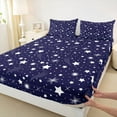 thumbnail image 3 of Feelyou Cartoon Stars Child Bed Sheets, Dreamy Starry Sky Galaxy King Sheets, Navy Horoscope Theme Sheet Set, Ultra Soft Bedroom Decor, 4pcs, 3 of 7