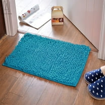 Gustave Soft Microfiber Shaggy Bathroom Rug, Chenille Bath Mat Super Absorbent and Thick, Non-Slip, Machine Washable Shower Carpet (Blue)