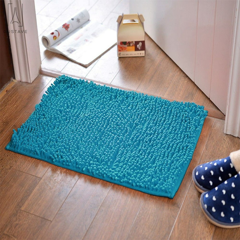 GustaveDesign Soft Microfiber Shaggy Bathroom Rug, Chenille Bath Mat Super Absorbent and Thick