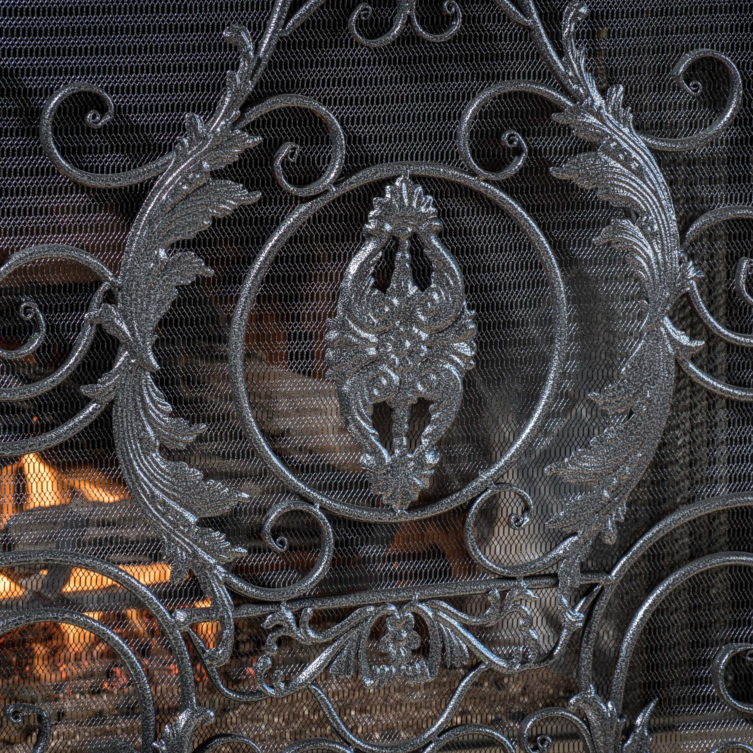 Noble House Waterbury Fireplace Screen,Silver