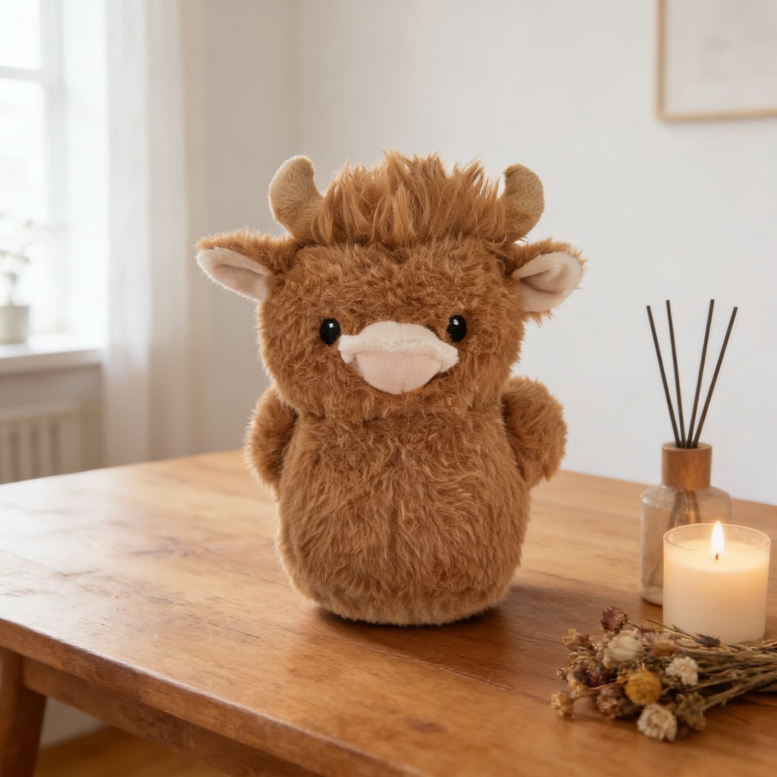 WKSCLPAI Highland Cow Duck Plush Stuffed Animal, Cute Novelty Easter Highland Cow Duck Plush Toy, Soft Fluffy Cuddly Farm Animal Companion for Kids, Easter Gift, 22 In