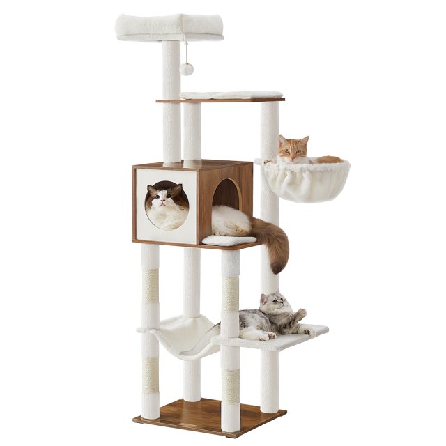Árbol para gatos Feandrea UPCT118K03, 165 cm de alto, con cueva, cesta y hamaca